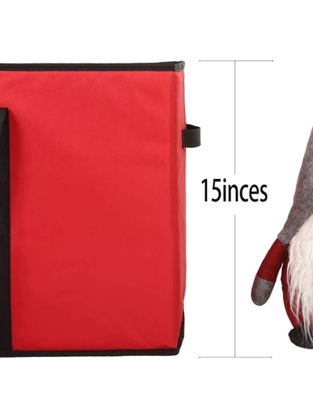 Red Fabric Storage Organizer Tote with Exterior Pockets - Picture 4 of 9